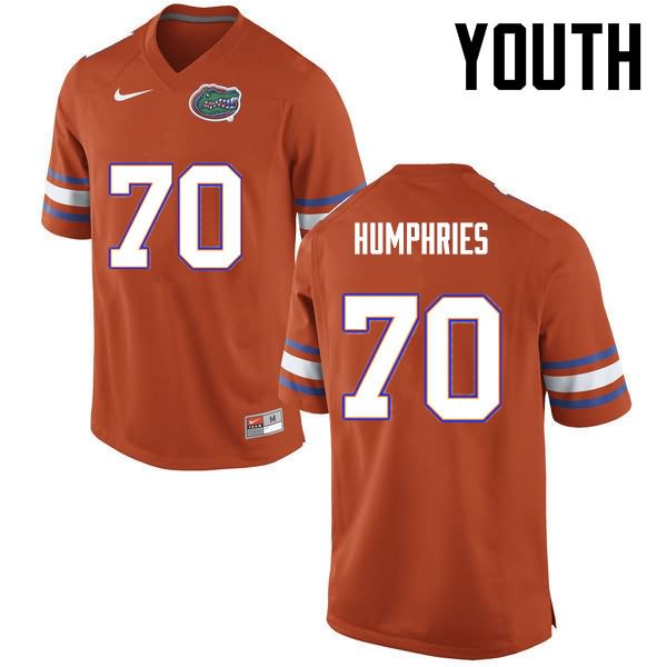 Youth NCAA Florida Gators D.J. Humphries #70 Stitched Authentic Nike Orange College Football Jersey FCV6765ZD